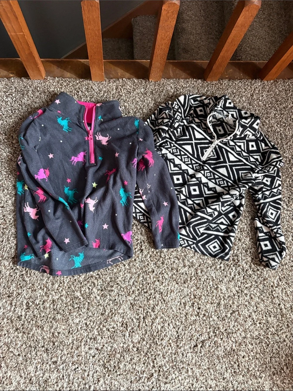 Kids Unicorn Print Gray Pullover & Black/White Pullover